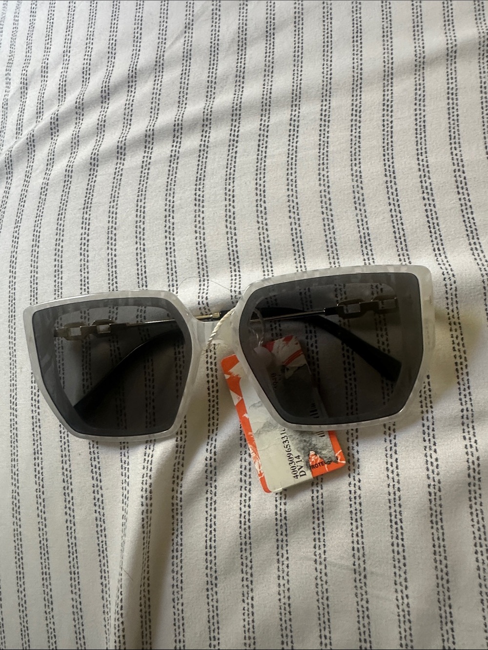 Roxy Translucent White Cat-Eye Sunglasses with Dark Gray Lenses